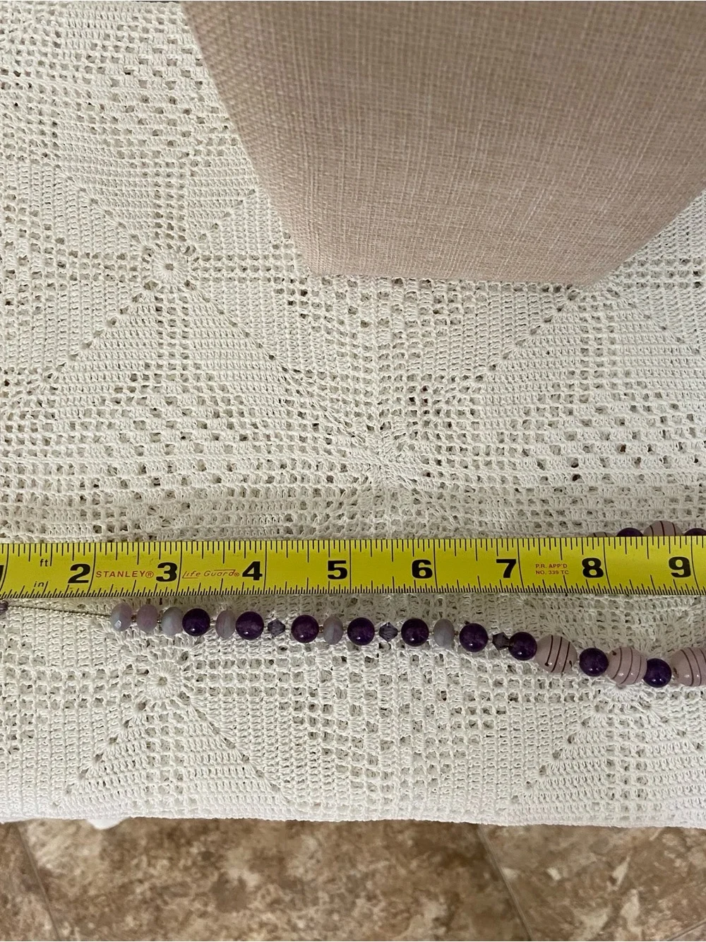 Purple Lavender Heavy Stone-Like Beaded Necklace 19” Chunky Statement